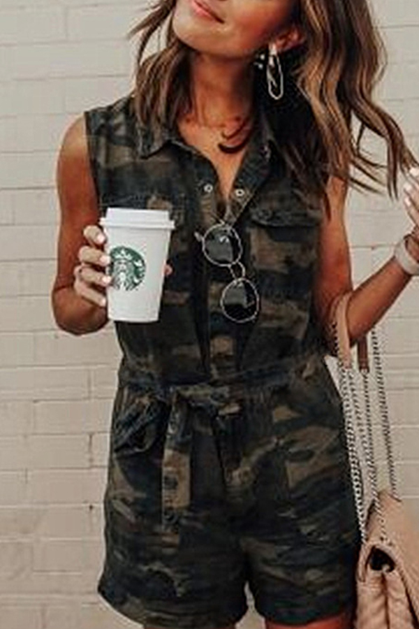 

Lovely Casual Camo Print One-piece Romper