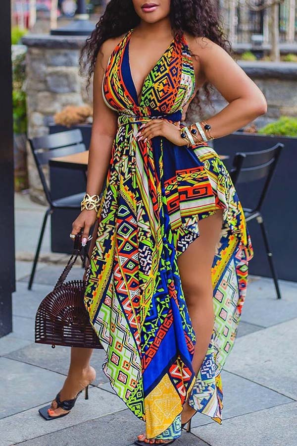 

Lovely Bohemian Print Multicolor Maxi Dress, Multi