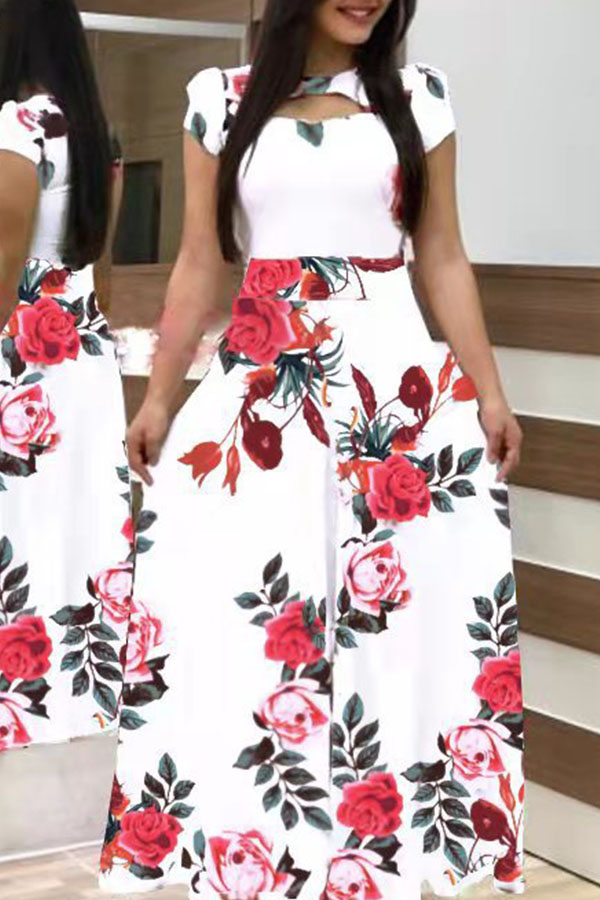 

Lovely Trendy Hollow-out White Maxi Dress
