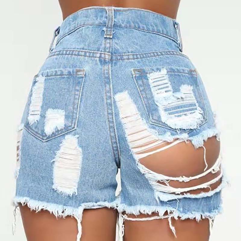 

Lovely Casual Broken Holes Baby Blue Shorts