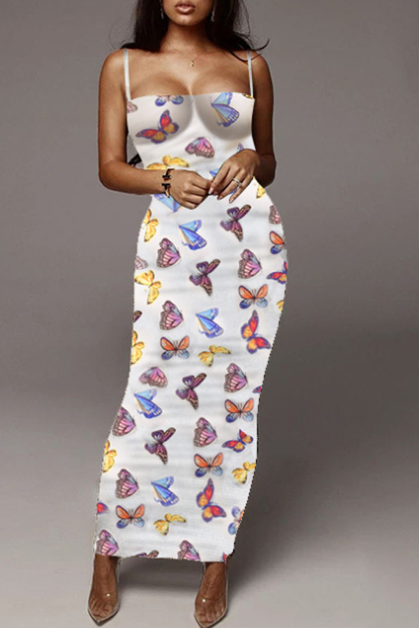 

Lovely Casual Print White Ankle Length Dress