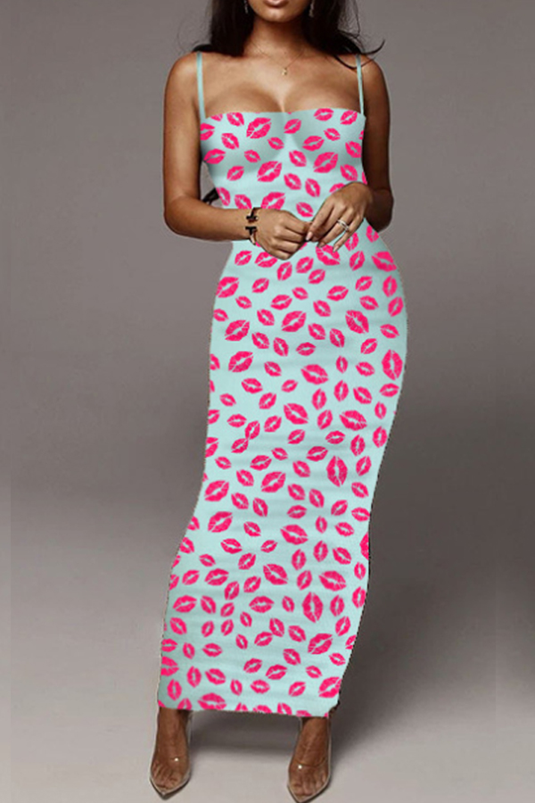 

Lovely Casual Print Rose Red Ankle Length Dress
