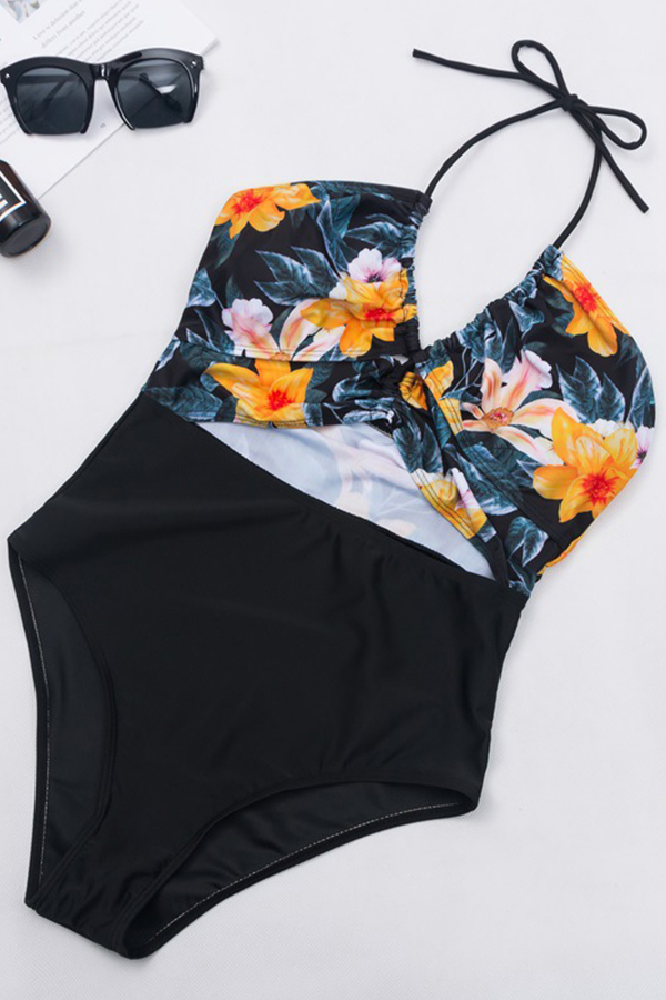 

Lovely Hollow-out Black Bathing Suit One-piece Swimsuit