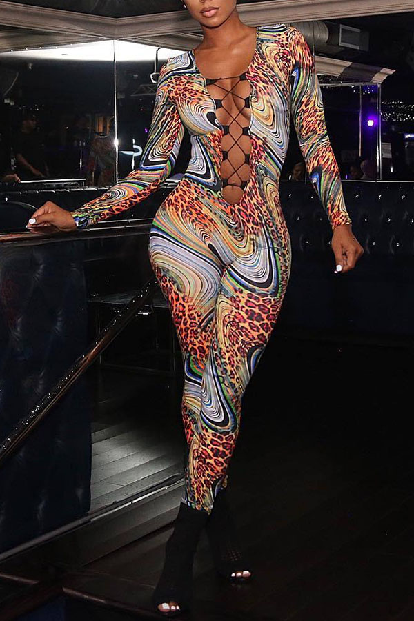 

Lovely Stylish Bandage Design Multicolor One-piece Jumpsuit, Multi