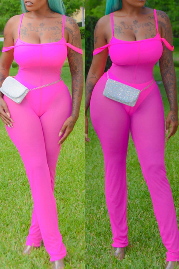

Lovely Sexy Hollow-out Pink One-piece Jumpsuit