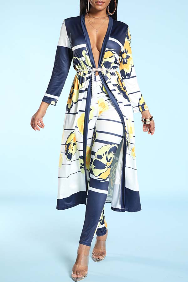 

Lovely Stylish Print Yellow Two-piece Pants Set