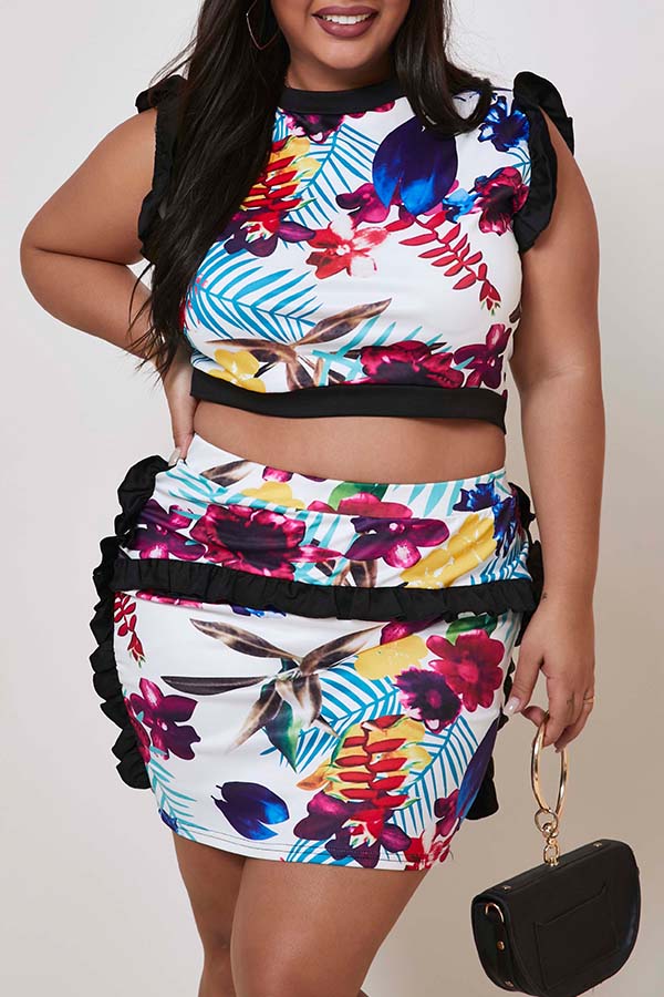 

Lovely Sweet Print Multicolor Two-piece Skirt Set, Multi
