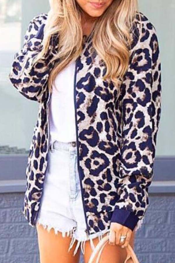 

Lovely Trendy Leopard Print Jacket