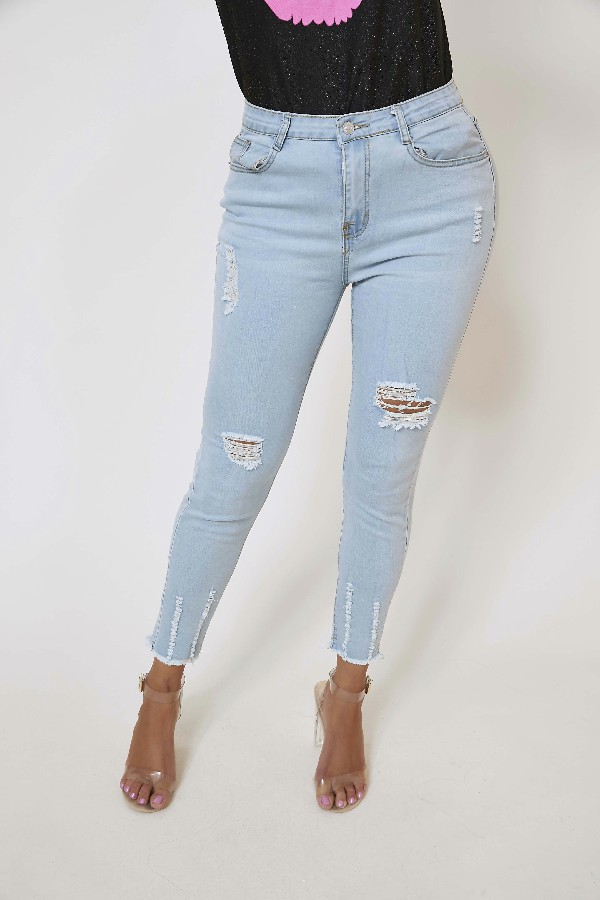 

Lovely Stylish Broken Holes Blue Jeans