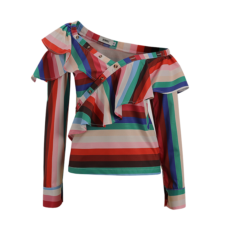 

Lovely Trendy Flounce Design Multicolor Blouse, Multi