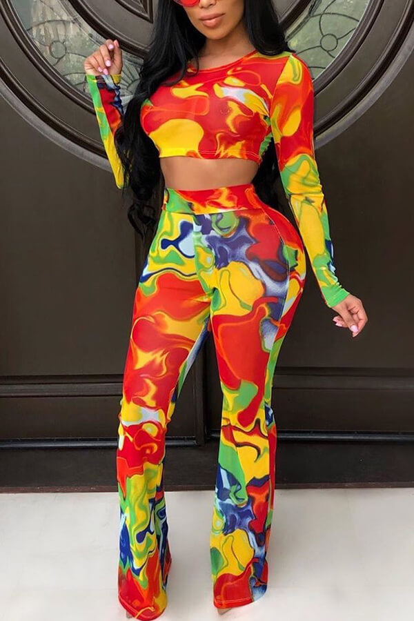 

Lovely Bohemian Print Yellow Two-piece Pants Set