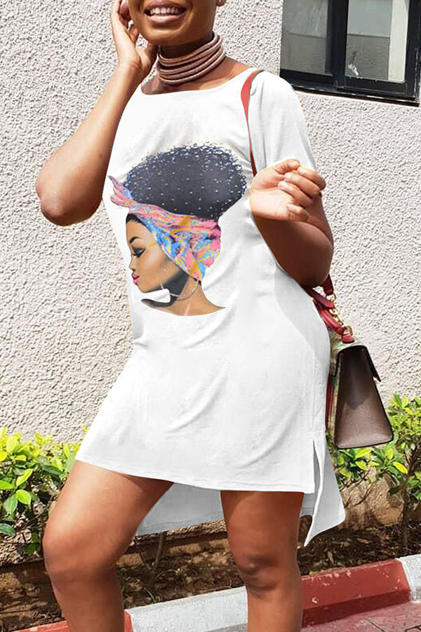 

Lovely Leisure Print White Mini Dress