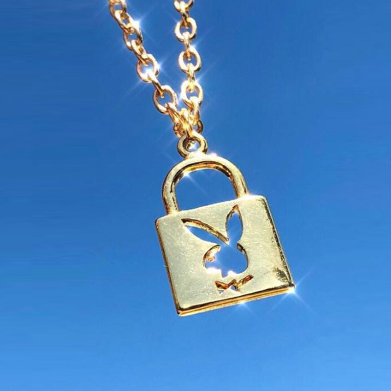 

Lovely Trendy lock Gold Necklace