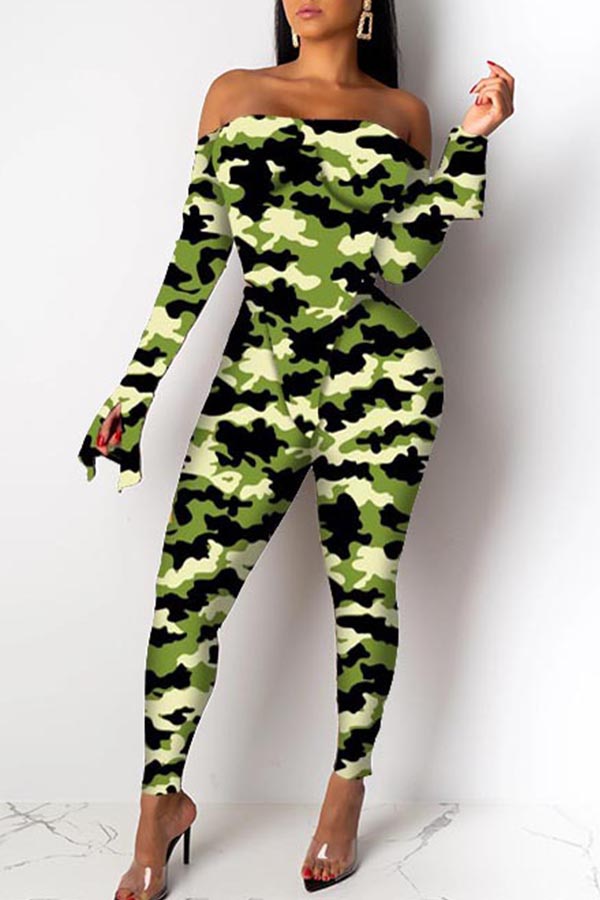 

Lovely Trendy Print Green One-piece Jumpsuit