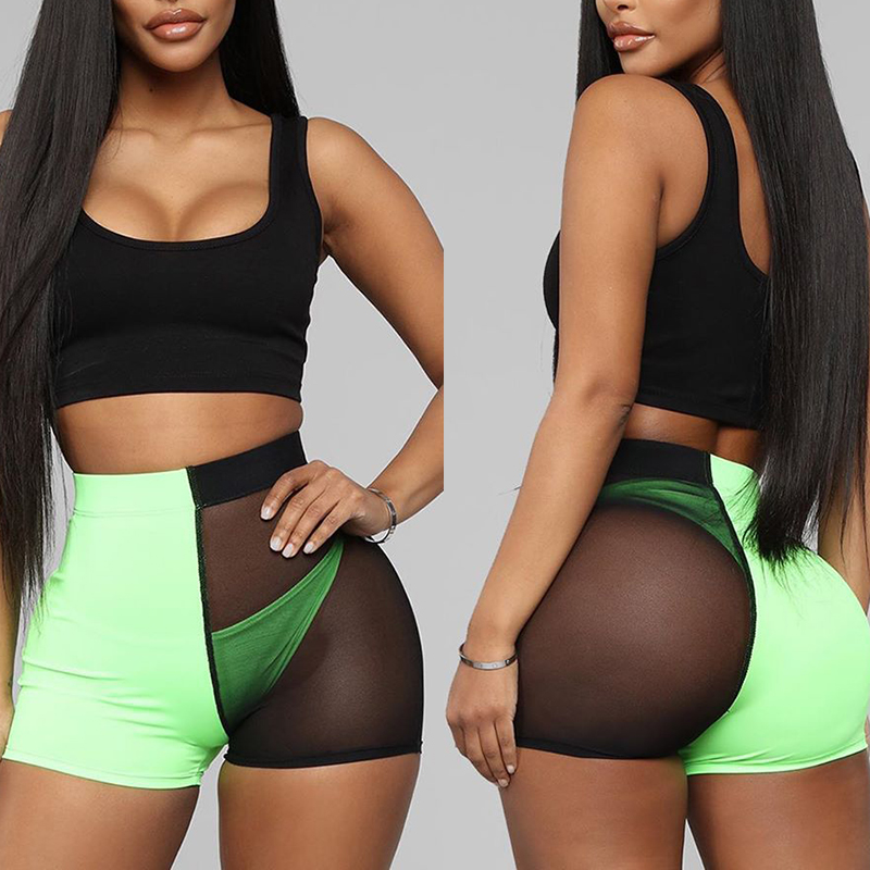 

Lovely Sportswear Patchwork Green Two-piece Shorts Set