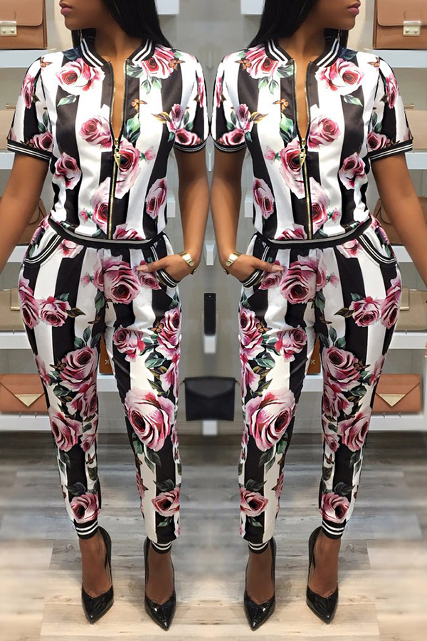 

Lovely Leisure Print Black Two-piece Pants Set