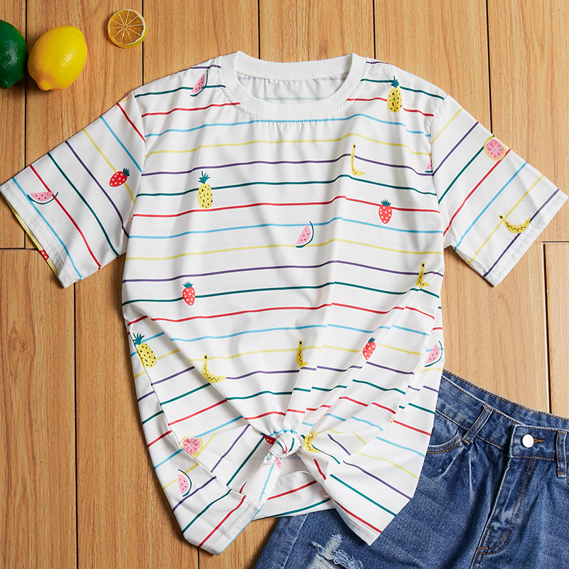 

Lovely Leisure Fruit Print White T-shirt
