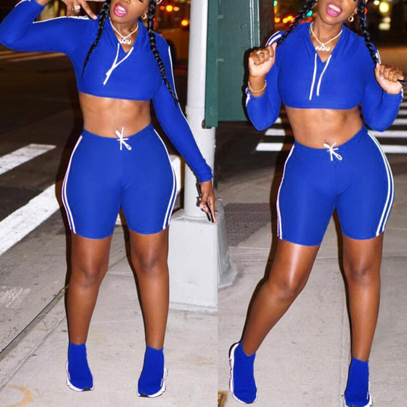 

Lovely Sportswear Basic Blue Two-piece Shorts Set