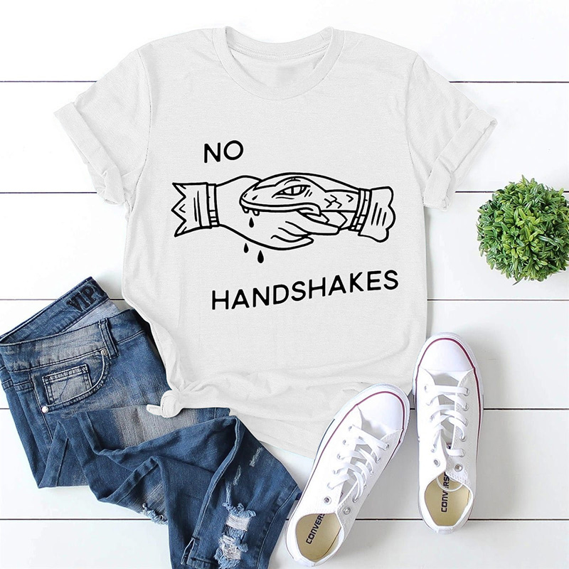 

Lovely Casual O Neck Print White T-shirt