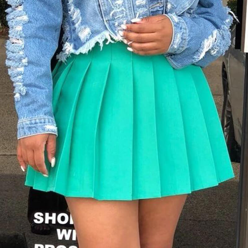 

Lovely Sweet Fold Design Cyan Skirt
