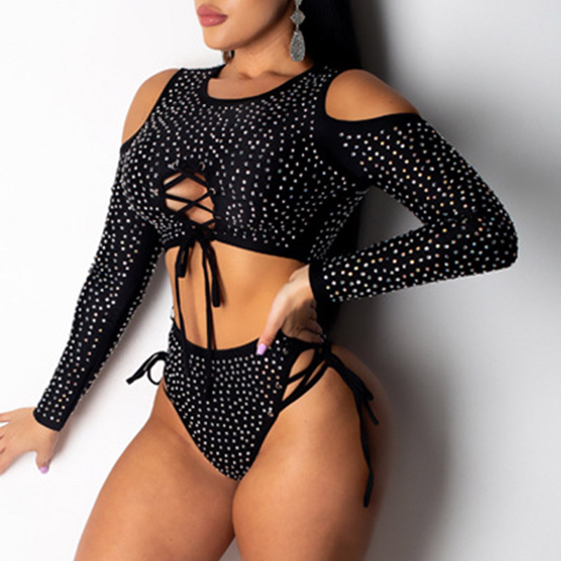 Lovely Cut-Out Black Two-piece Swimsuit