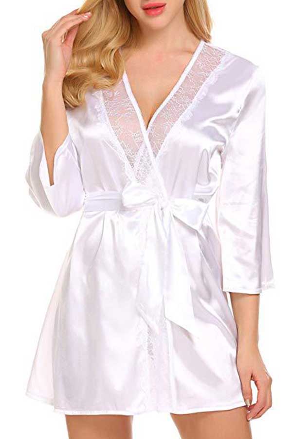 

Lovely Sexy Lace-up White Babydolls