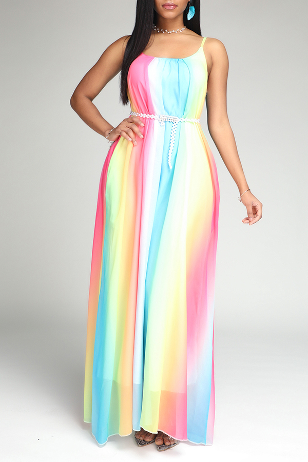 

Lovely Bohemian Print Multicolor Ankle Length Dress, Multi