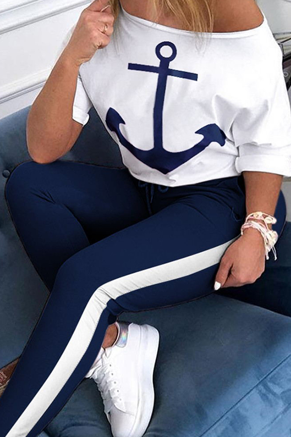 

Lovely Casual Patchwork White Loungewear