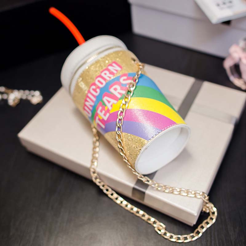 Lovely Sweet Chain Strap Gold Crossbody Bag