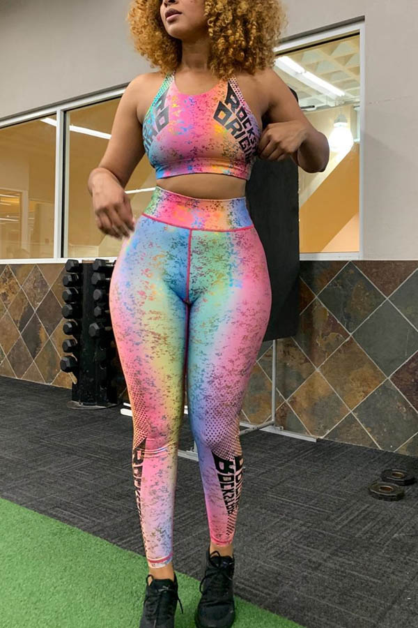 

Lovely Sportswear Print Multicolor Two-piece Pants Set, Multi