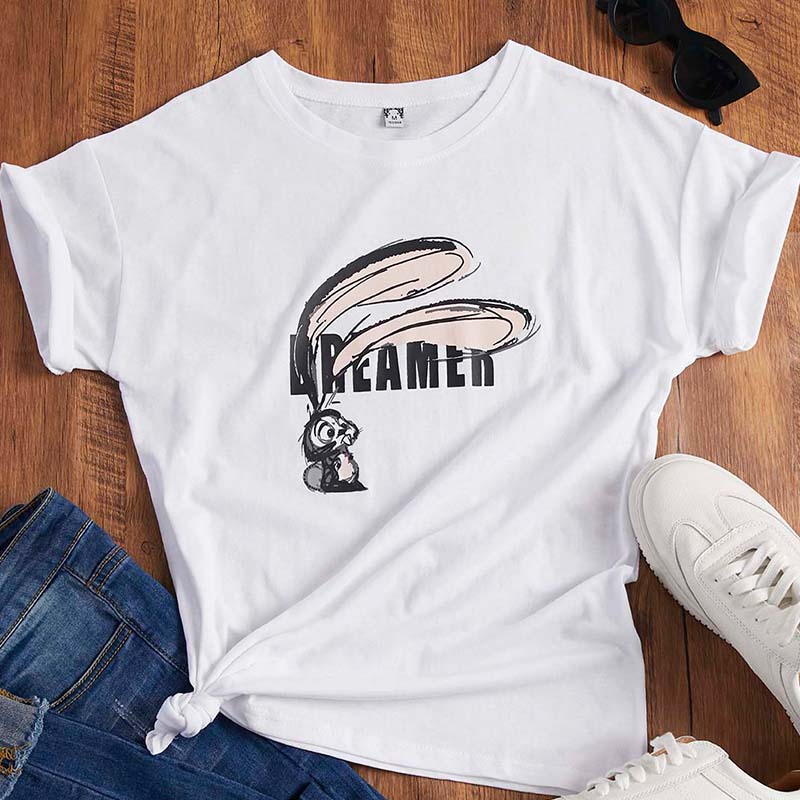 

Lovely Casual O Neck Print White T-shirt