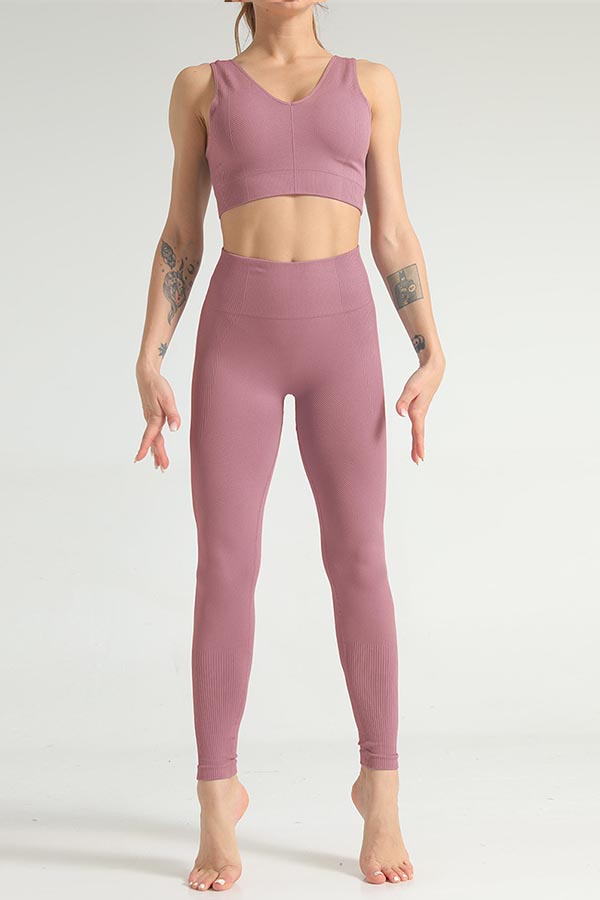 

Lovely Sportswear Basic Skinny Dark Pink Two-piece Pants Set