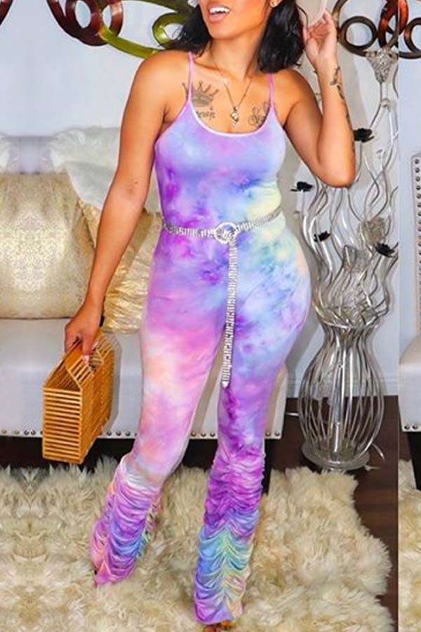 

Lovely Leisure Tie-dye Multicolor One-piece Jumpsuit, Multi