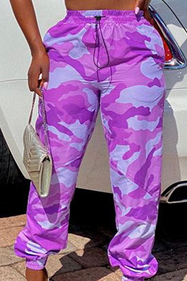 

Lovely Leisure Camo Print Purple Pants