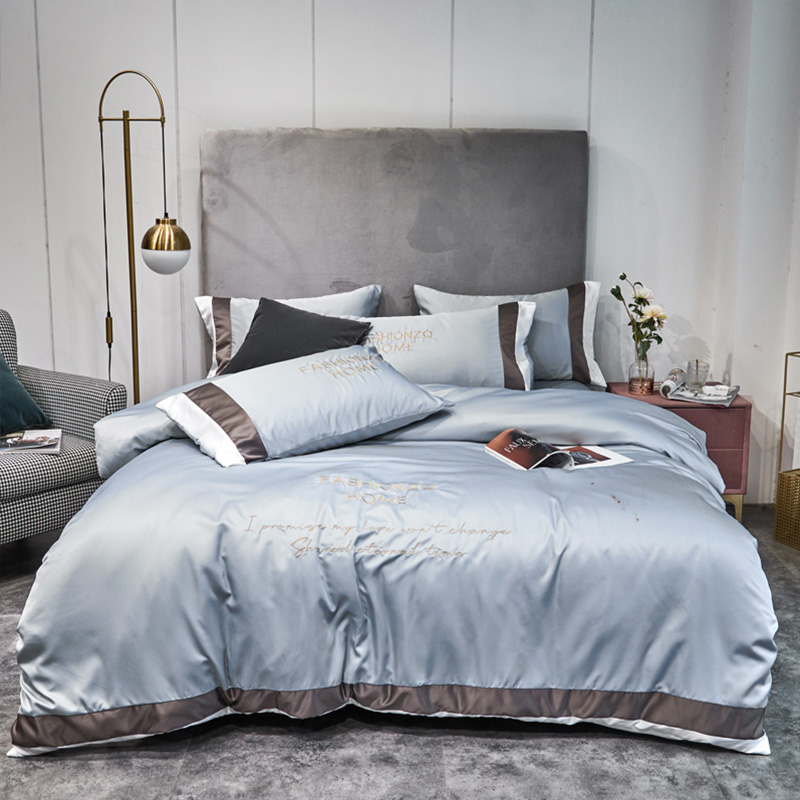 

Lovely Cosy Letter Print Silver Bedding Set