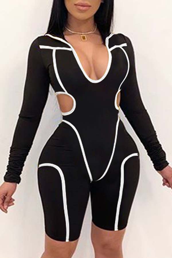 

Lovely Sportswear Hollow-out White One-piece Romper