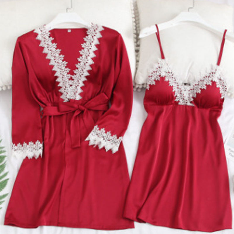 

Lovely Leisure Lace Hem Wine Red Sleepwear