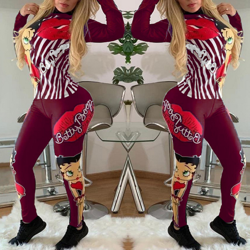 

Lovely Casual Print Red Two-piece Pants Set