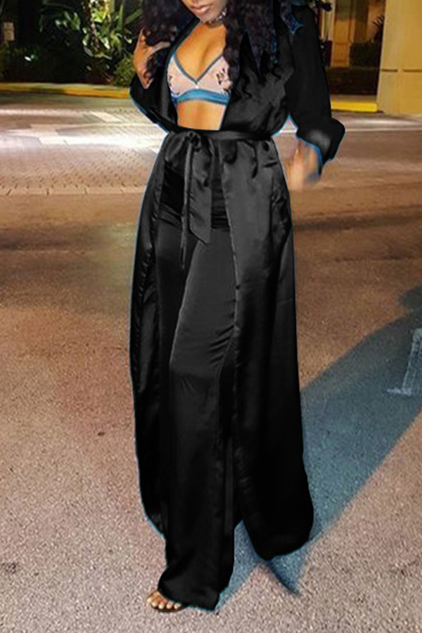 

Lovely Leisure Basic Black Two-piece Pants Set