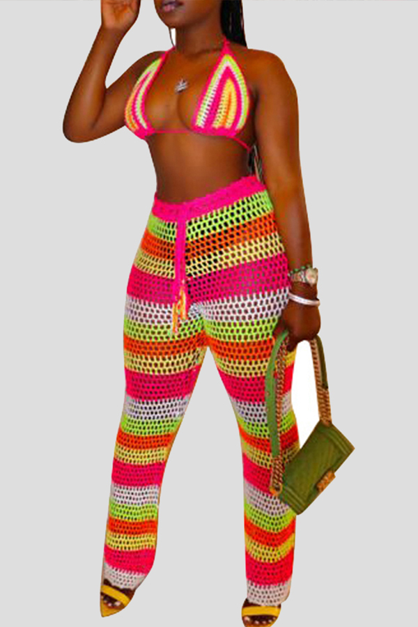 

Lovely Chic Hollow-out Red Two-piece Pants Set
