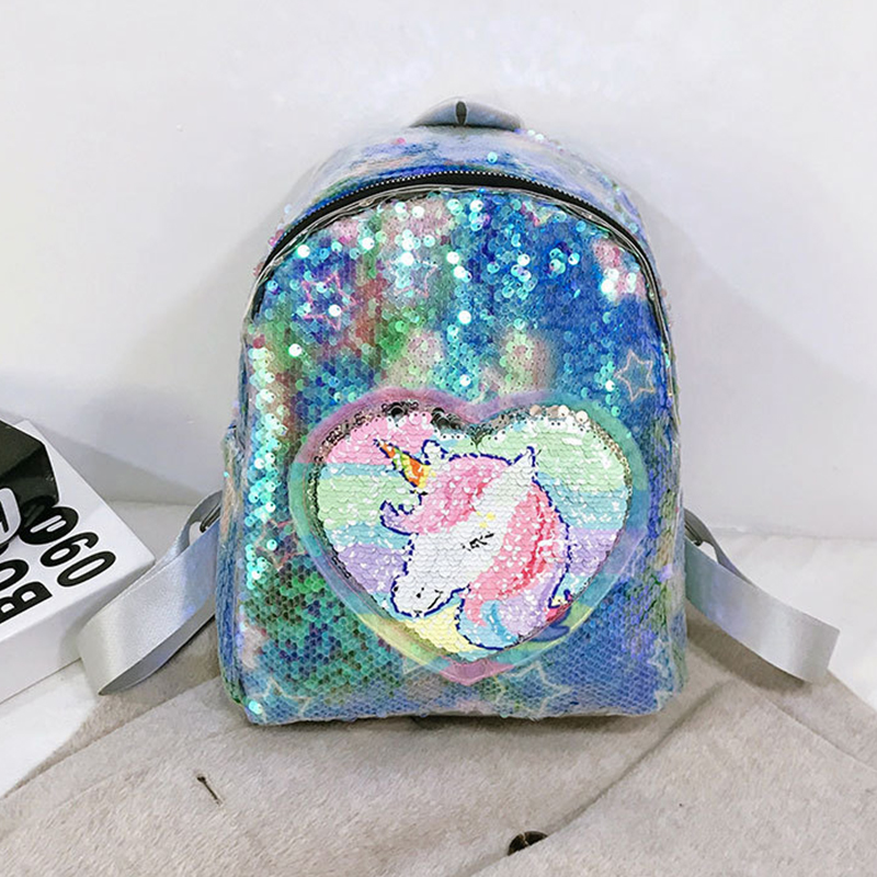 

Lovely Stylish Sequined Blue Backpack