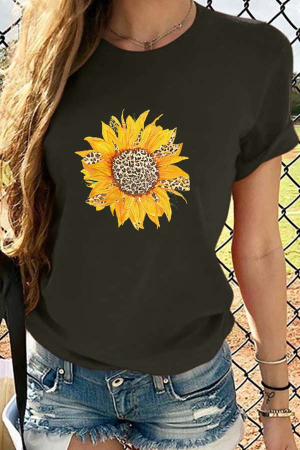 

Lovely Casual O Neck Print Black T-shirt