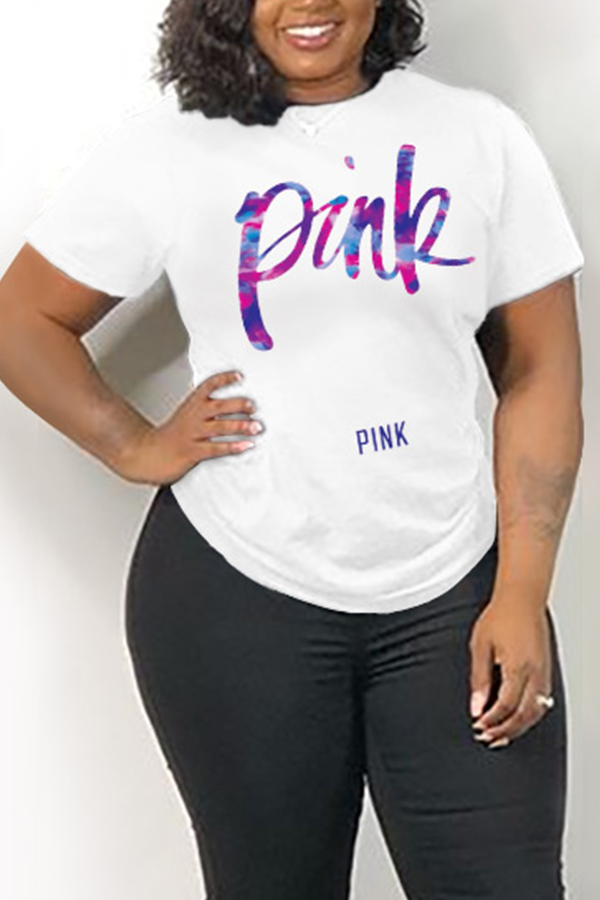

Lovely Casual O Neck Letter Print White T-shirt
