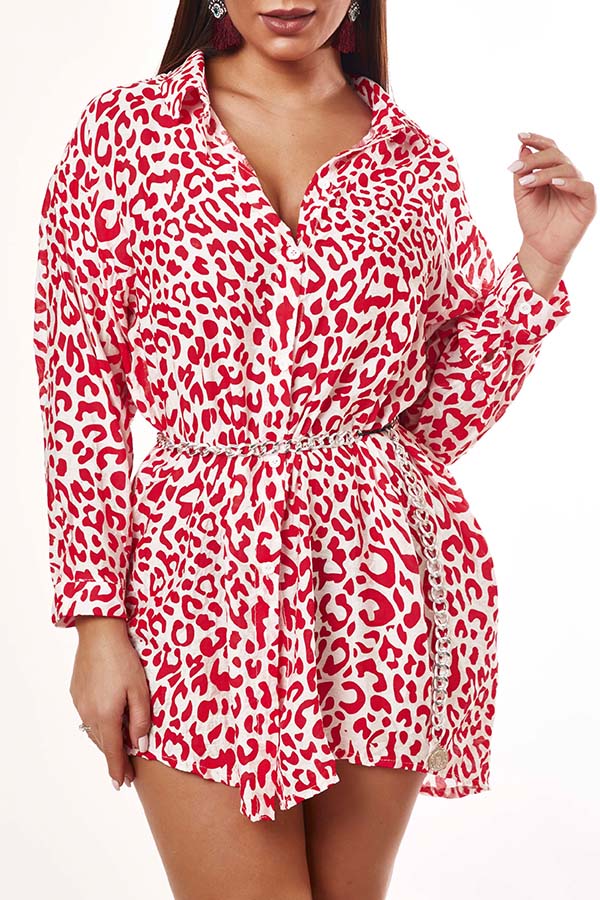 

Lovely Stylish Print Red Mini Dress