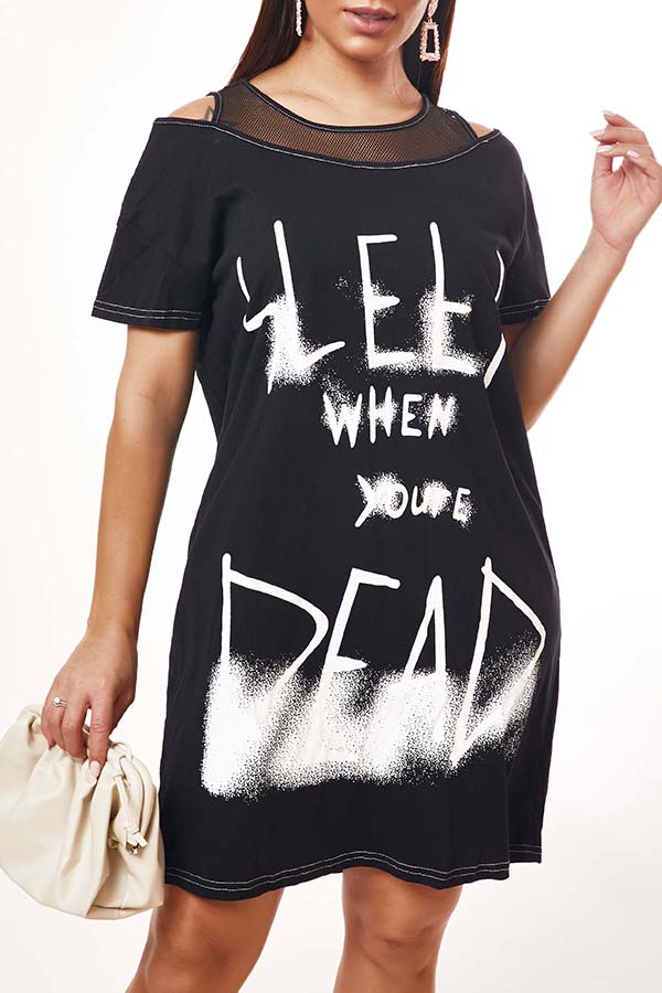 

Lovely Casual Print Black Knee Length Dress