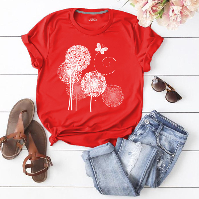 

Lovely Leisure O Neck Print Red T-shirt