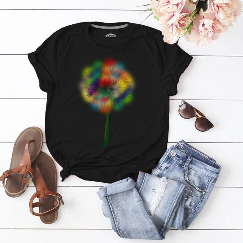 

Lovely Leisure O Neck Print Black T-shirt