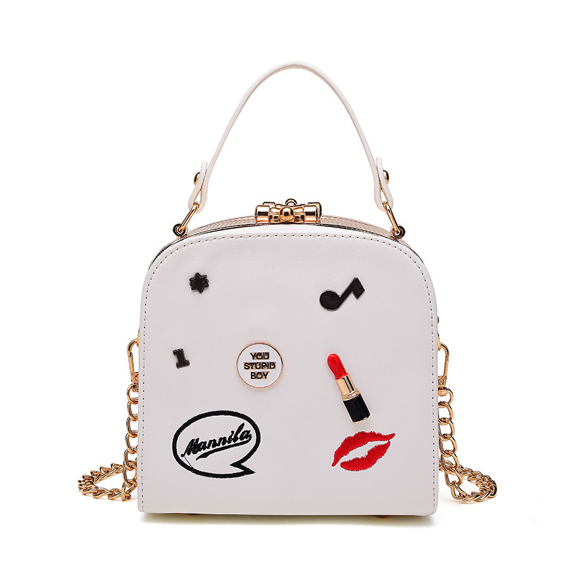 

Lovely Trendy Chain Strap White Crossbody Bag