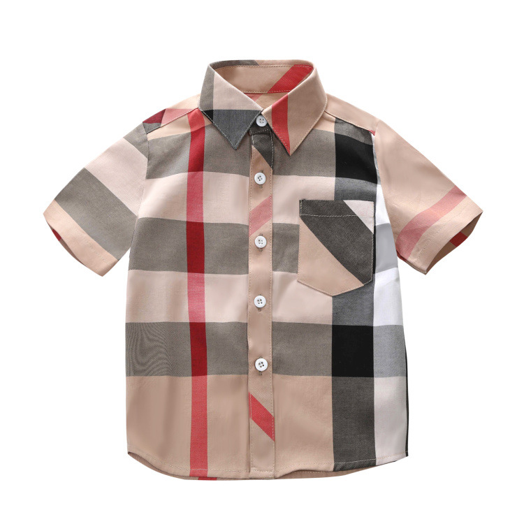 

Lovely Chic Plaid Print Apricot Boys Shirt