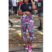 Lovely Casual Print Black Two-piece Pants Set